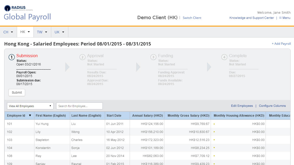 Global Payroll - Demo customer